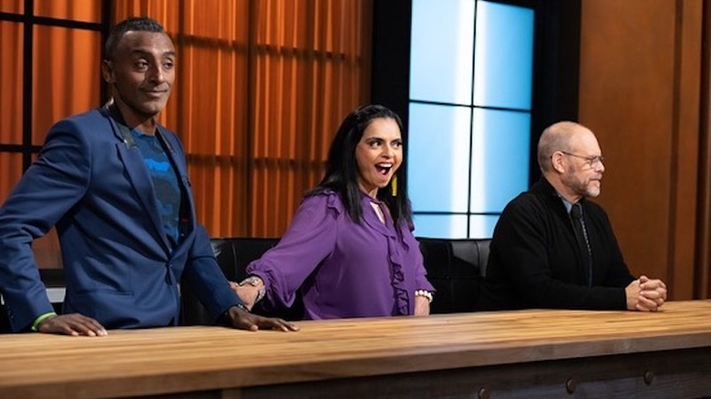 Maneet Chauhan and judges on set of Chopped