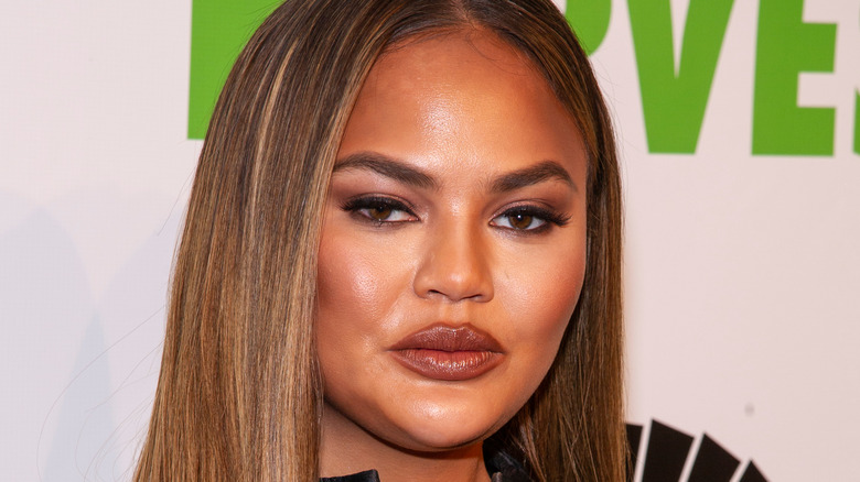 Chrissy Teigen looking serious