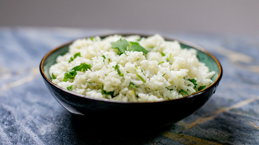 cilantro lime rice recipe on display