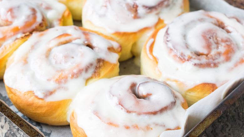 Frosted cinnamon rolls