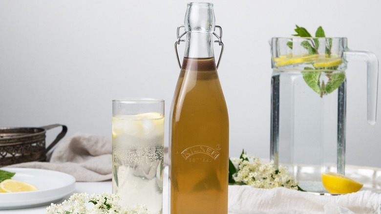 elderflower cordial in bottle