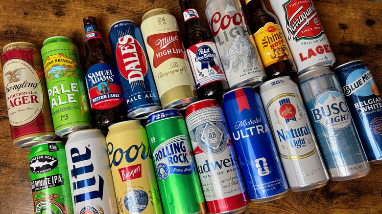 18 cans and bottles of classic American beers