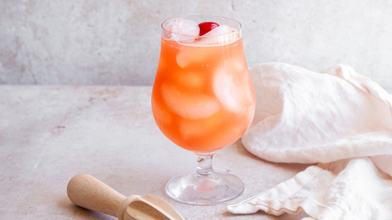 fruity cocktail with crumpled napkin