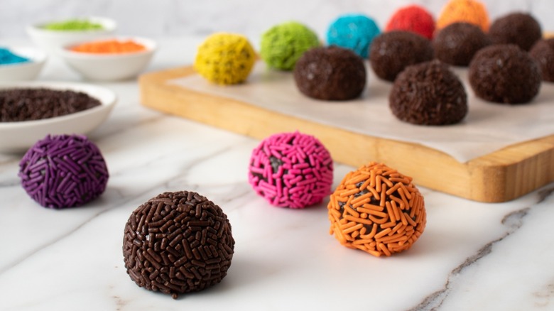 brigadeiros with colored sprinkles