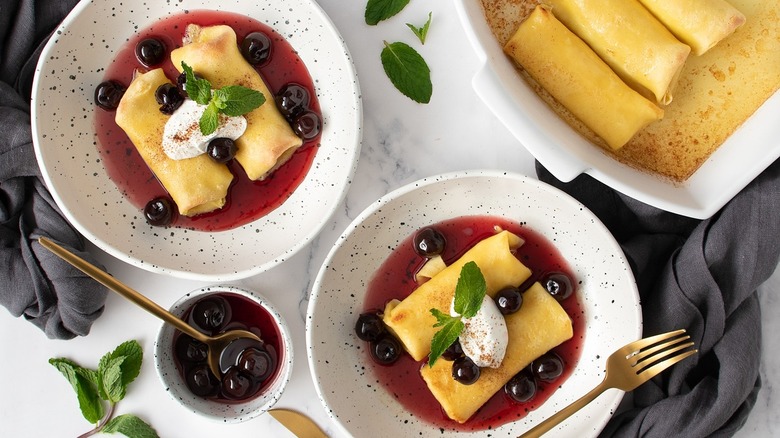 cheese blintz with cherries