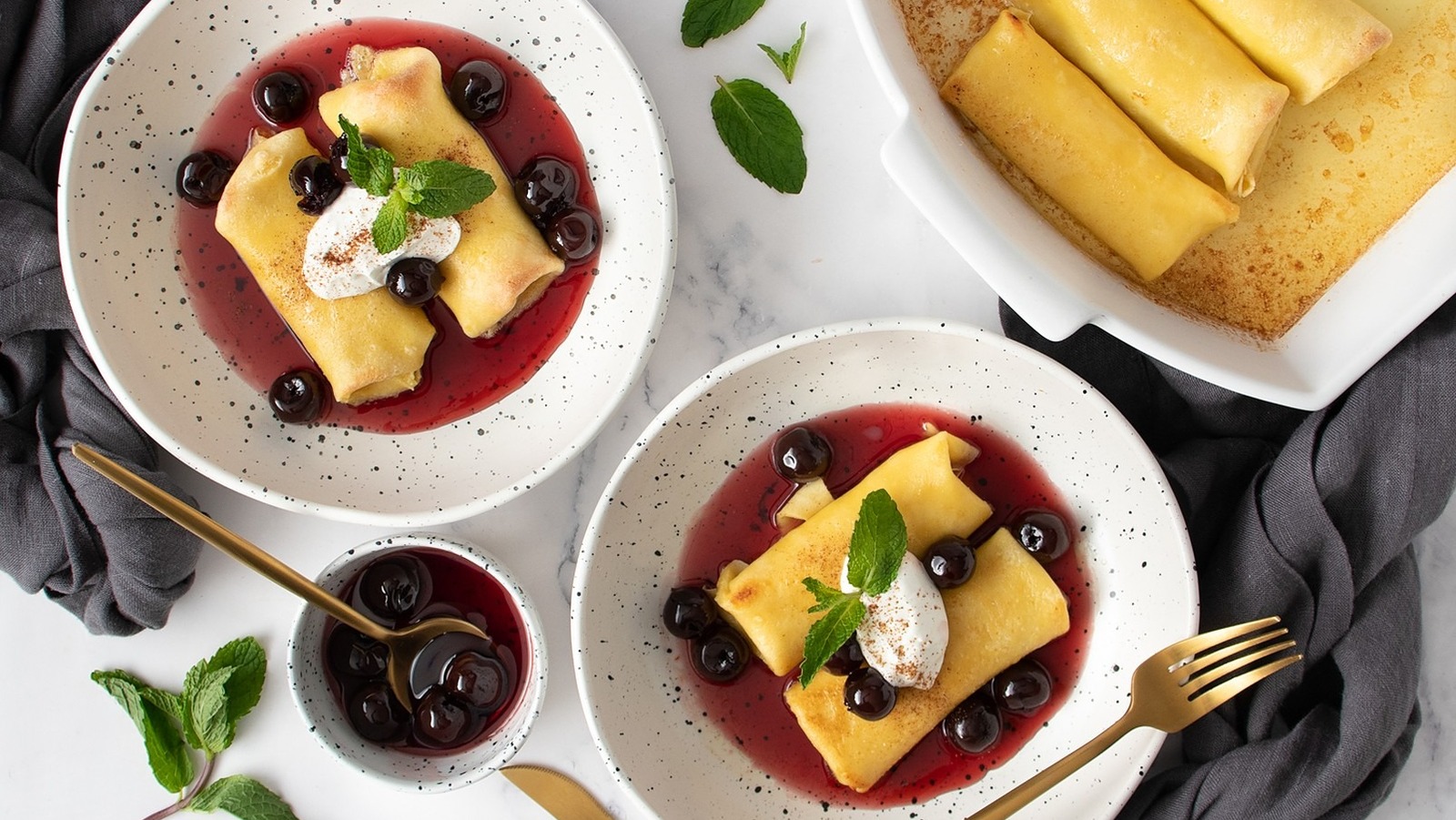 Classic Cheese Blintz With Cherries Recipe