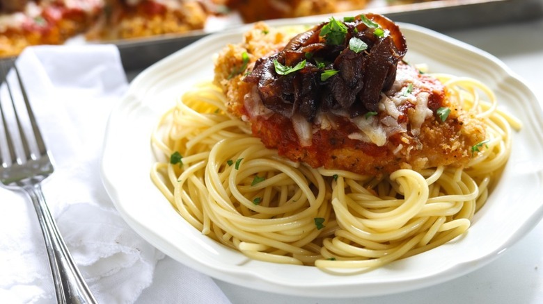 Chicken parmesan with pasta