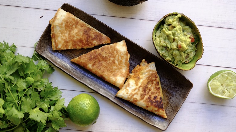 classic chicken quesadilla on plate 