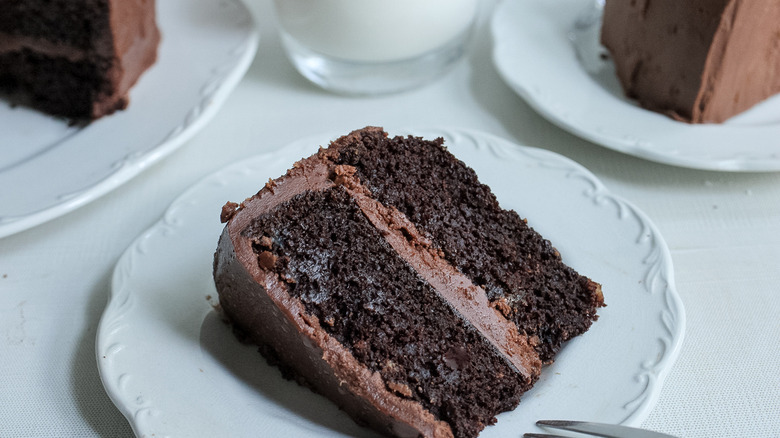 slice of chocolate layer cake