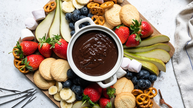 chocolate fondue with dipping options