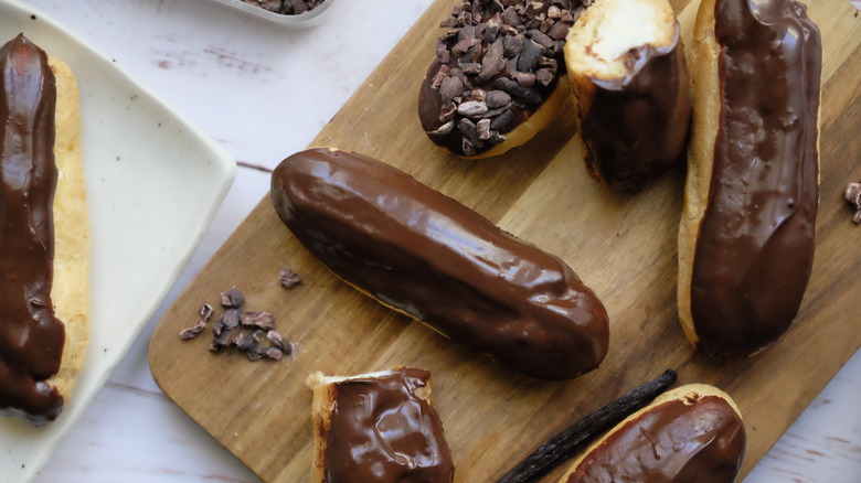 classic eclairs on tray 