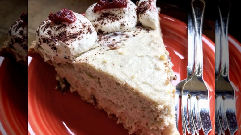 Close-up of slice of nesselrode pie