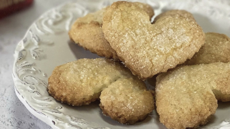 Plate of heart shaped ammonia cookies