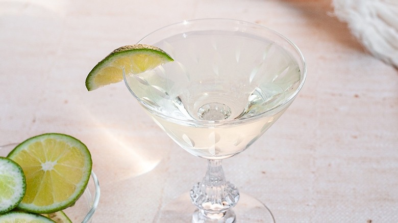 cocktail with lime wedge