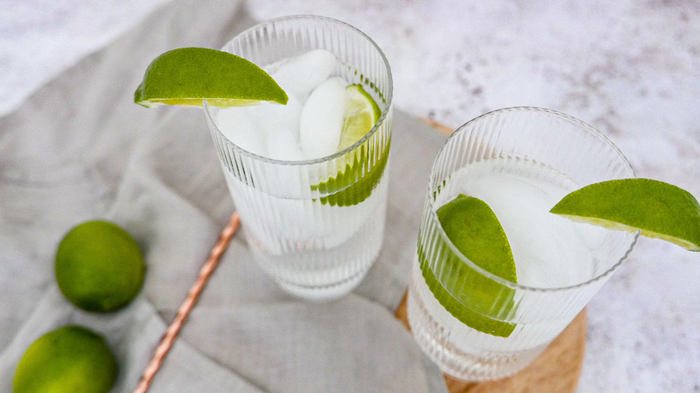 gin and tonics in glasses