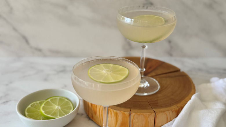 Hemingway daiquiris served with lemon wheels