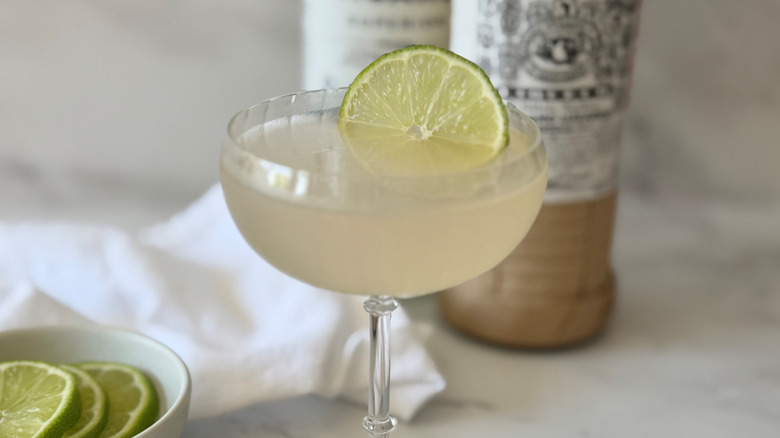 Hemingway daiquiri in coupe glass with lime wheel