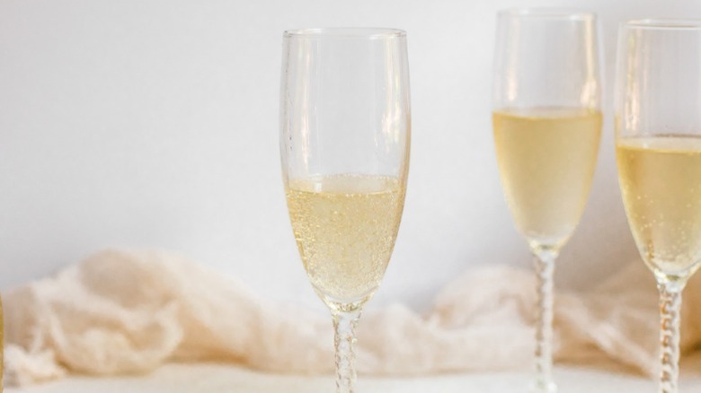 champagne in champagne glasses