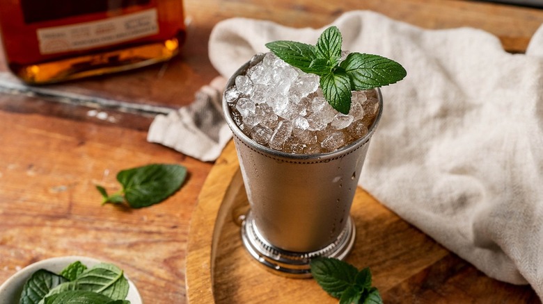 mint julep garnished with mint