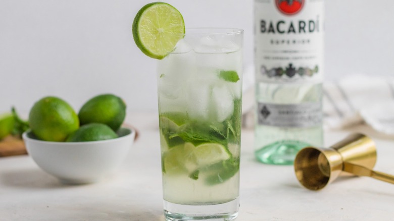 mojito with rum and limes