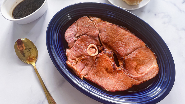 Ham steak with red eye gravy