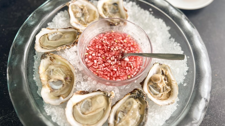 half shell oysters with mignonette