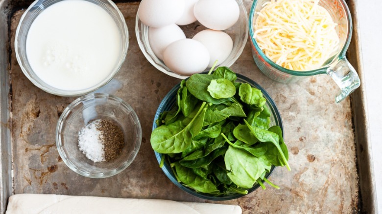 ingredients for spinach quiche