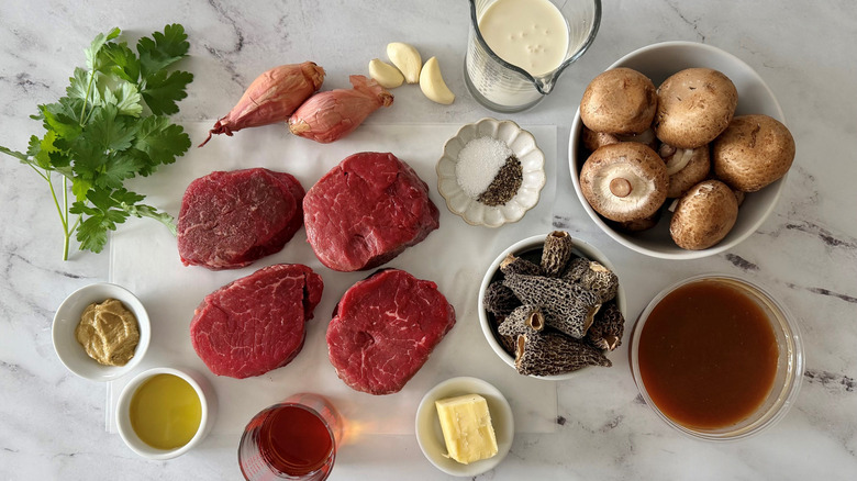 Ingredients for steak Diane