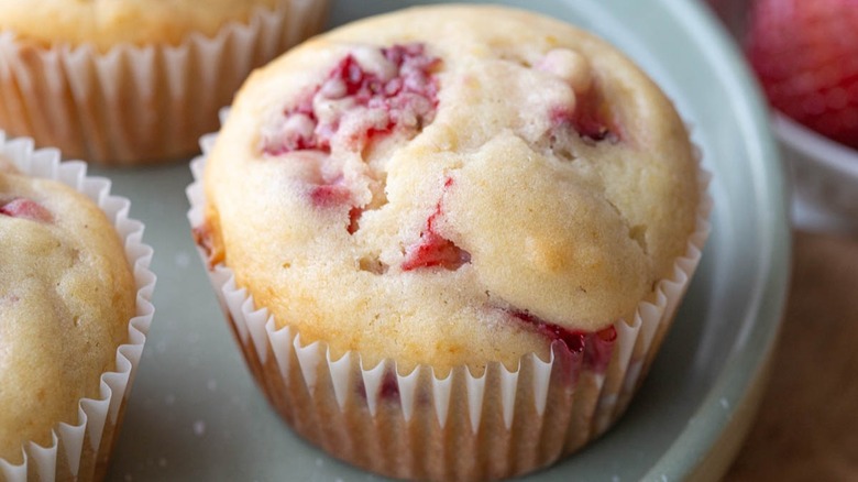 strawberry muffins on plate