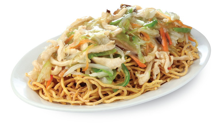Chop suey with canned dry noodles