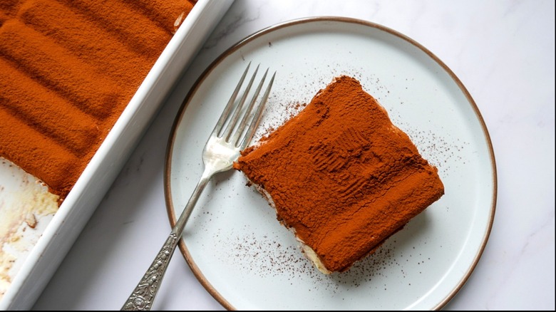 tiramisu slice on plate