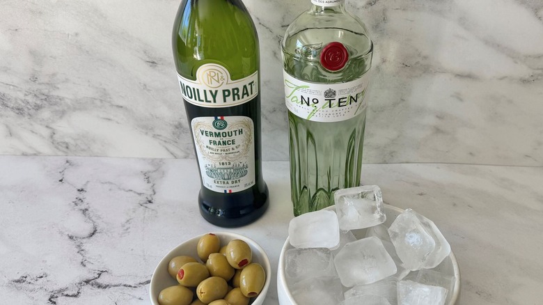 Ingredients for gin martinis