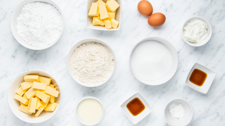 ingredients for cupcakes and frosting