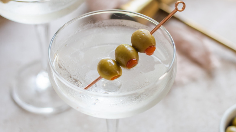 a martini with olives