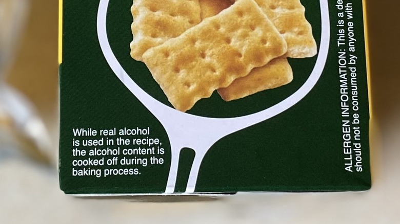 Side label describing alcohol cooking process