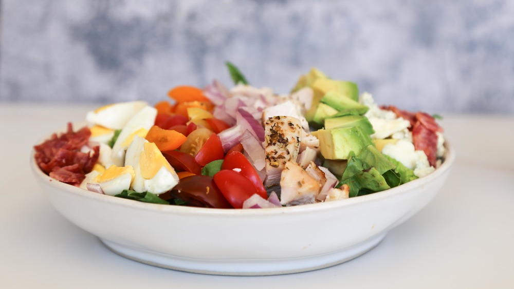 cobb salad recipe arranged in bowl