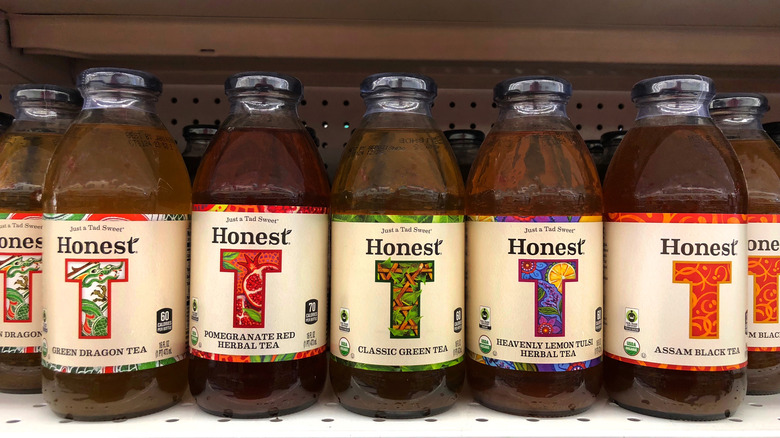 Honest tea bottles on a grocery shelf