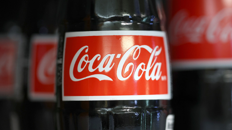 Close-up of Coca-Cola bottle