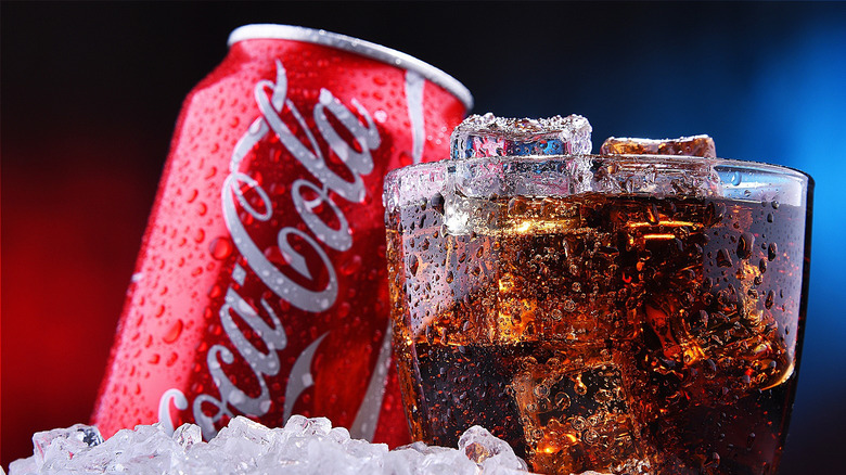 Coca-cola can with ice 