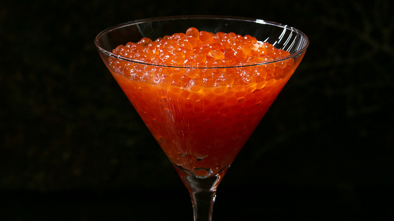 cocktail caviar in glass