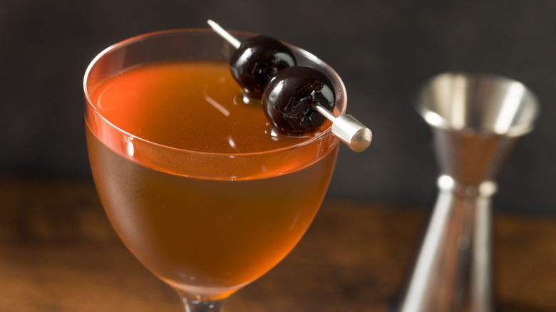 Closeup of Rob Roy cocktail