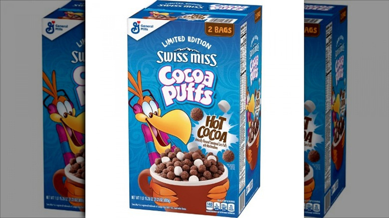 Box of Swiss Miss Cocoa Puffs Hot Cocoa Cereal