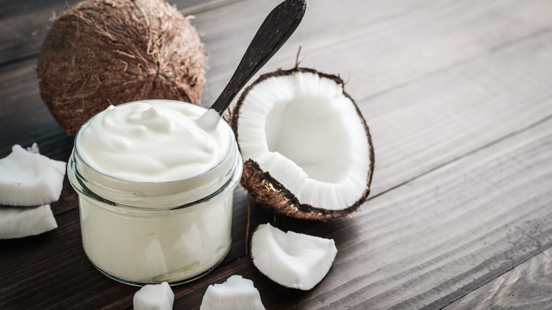 Coconut cream in a jar