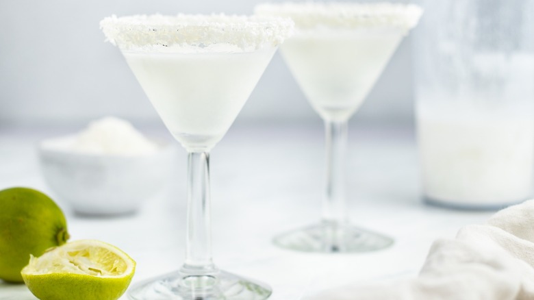 coconut-rimmed martini glasses