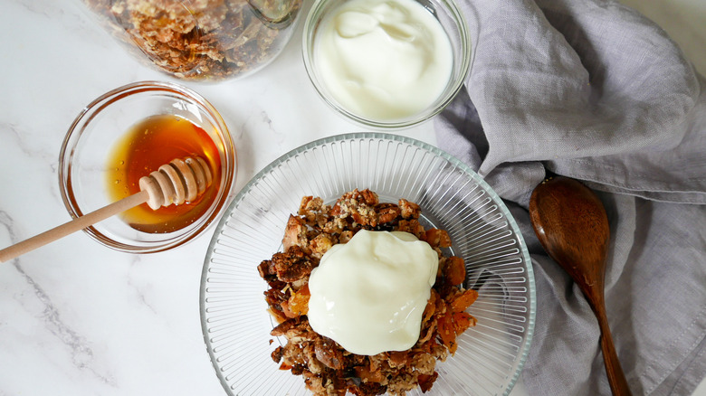 a bowl of muesli with yogurt