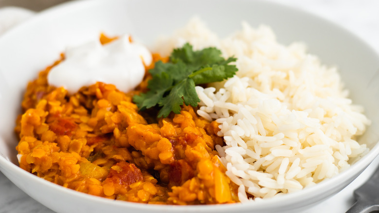 red lentil dal with rice
