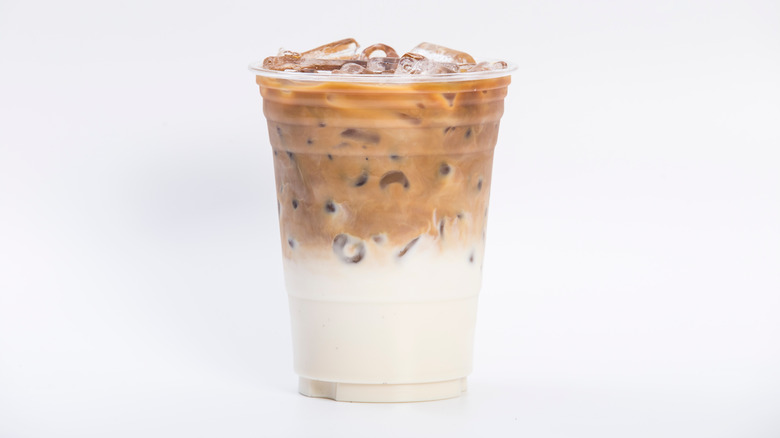 iced latte on white background