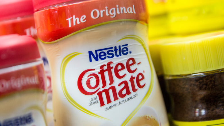 Close up of a Coffee Mate container