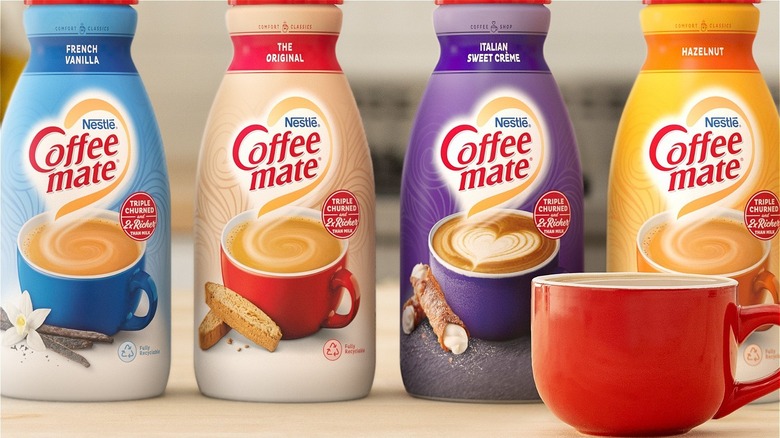 Coffee Mate creamers on a shelf