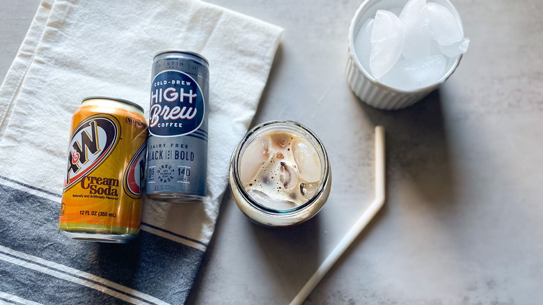 cans, cold brew, and ice